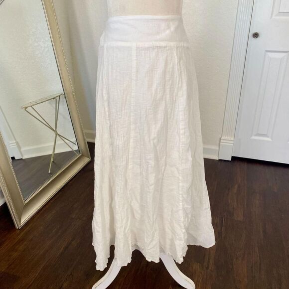 dressbarn Dresses & Skirts - Dressbarn Made in USA Boho Cottage Core White Cotton Midi Maxi Skirt S